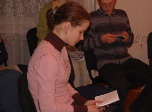 Anya shows interest in the Gospel of John.