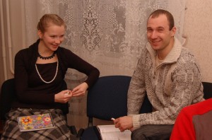 Dasha is one of the few girls that come. Taras was her discussion partner.