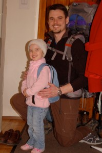 Abby and Daddy getting ready to go on their first big outing together.