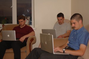 Of Macs and Men. Taken at a recent Sunday gathering for food and...fellowship??